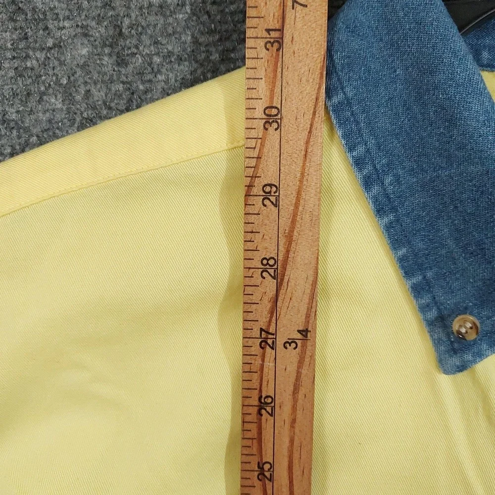 Panhandle Slim Shirt Mens XL Lot 2 Yellow/Black Denim‎ Collar Western Button Up